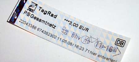 Bahnticket von Bremerhaven nach Bremen fürs Rad